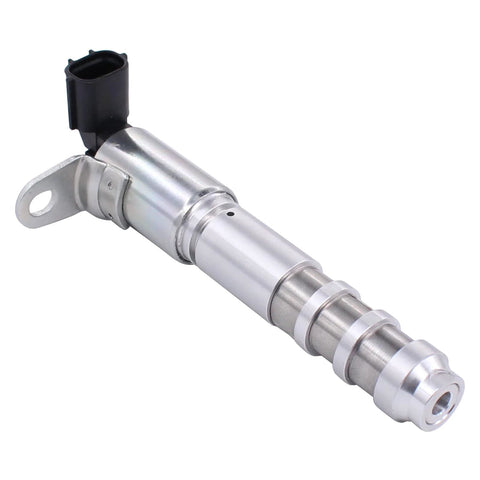 Side view of a 4 Piece Engine Intake And Exhaust Camshaft Position Actuator Solenoid Kit With Variable Timing VVT Oil Control Valve For GM Cars And SUVs Including ATS CTS SRX STS Camaro Equinox Malibu Traverse Acadia Terrain Canyon And G6