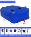 Must Have Foldable PVC Water Tank 240L Portable Water Storage Bladder For Camping RV Emergency Water Outdoor Flexible Rainwater Bag With Drain Valve High Temp Sealed Construction 1x0.6x0.4m visual depiction with size dimensions
