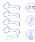 Top Notch 5 Piece Alloy Steel Cotter Pin Bow Tie Lock Fastener Clip Set with Solid Corrosion Resistance, 5 silver cotter pins laid out.