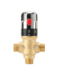 TreMax thermostatic shower mixing valve, solid brass with chrome control knob and NPT threaded ports