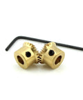 Brass Bevel Gear Set 0.5 Module 20 Teeth Two Pack With 3mm Bore And 4mm Shaft Umbrella Tooth Helical Design with Allen key