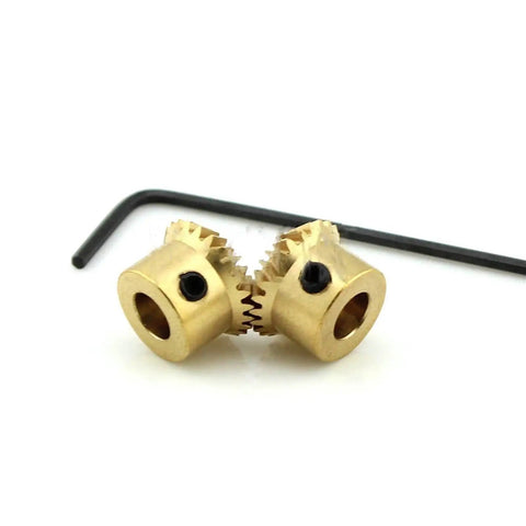 Brass Bevel Gear Set 0.5 Module 20 Teeth Two Pack With 3mm Bore And 4mm Shaft Umbrella Tooth Helical Design with Allen key