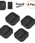 Silicone Non Slip Caster Cups For Furniture Wheels, Floor Protectors That Prevent Scratches, 4 Pack Black, shown in a square shape.