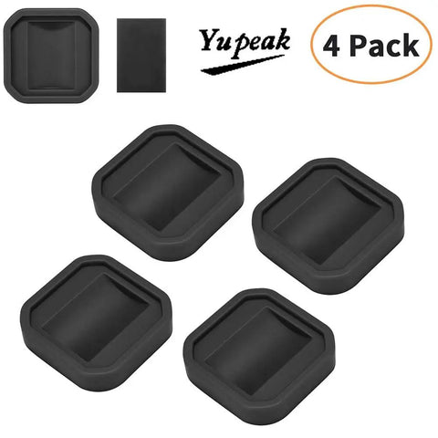 Silicone Non Slip Caster Cups For Furniture Wheels, Floor Protectors That Prevent Scratches, 4 Pack Black, shown in a square shape.