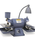 Built Like A Tank 6 Inch Diamond Wheel Tool Grinder With A Plug And Play 1 2 Hp 60 Hz Motor And Durable Blue Finish, benchtop design with dual wheels.