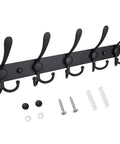Wall Mounted Coat Rack With Five Heavy Duty Tri Hooks Easy To Mount All Metal Construction Matte Black Finish Holds Jackets Hats And Bags
