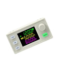 Front view of DC Boost Buck Converter Module With Adjustable Voltage And Current Regulator, LCD display showing voltage and current