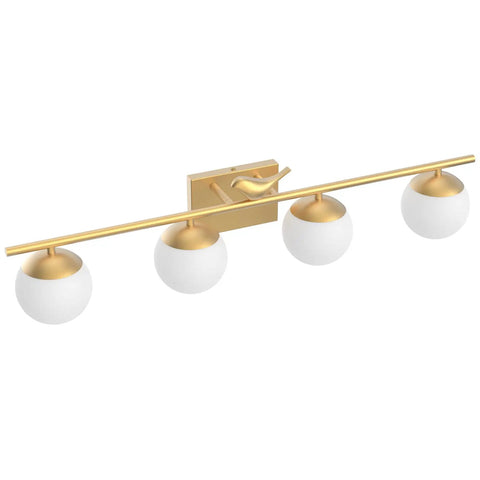 Gold Vanity Light Fixture For Bathroom Over Mirror 32.7 Inch Long Mid Century Modern Vanity Lights Premium Gold Finish Wall Mounted Bath Lighting Bulb Not Included Easy To Install