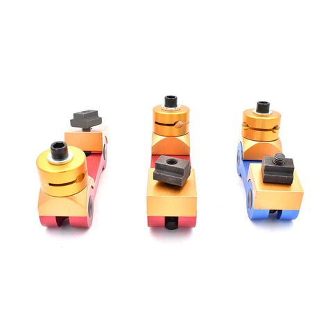 Universal Adjustable CNC Mill Workpiece Stop Positioner And Lathe Locator Tool For Precision Machining Rigs with gold and blue finish