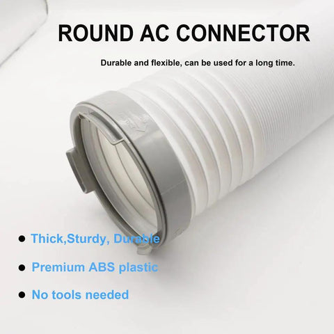 Exhaust Hose Coupler Window Adapter For Portable A C Unit 5.9 Inch Round Connector Durable ABS, shown in close-up view.