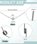 Diagram of 30 Pcs Stainless Steel Torsion Springs 0.5mm Wire Diameter 4.5mm Outer Diameter 120 Degree Deflection with measurements