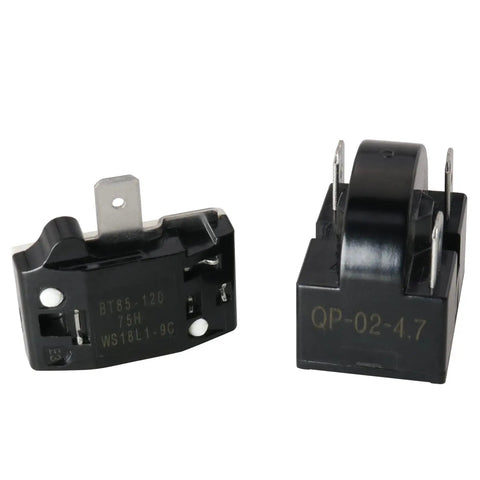 Fridge Compressor Starter Relay Kit 4.7 Ohm 3 Pin PTC Relay With Overload Protector Replacement Pack For Refrigerators close-up view