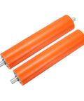 Patikul 2Pcs Heavy Duty Conveyor Rollers, 8 Inch Long Orange Rubber Coated Steel Transfer Wheels for woodworking machines.