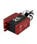 Knockout Torque 25Kg Digital Servo With Beefy Full Metal Gears And Lightning Fast Coreless Motor For Rc Baja Steering Swaps On Major Scale Remote Control Buggies, featuring a robust red and black metal casing.