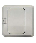 Hidden Pop Up Countertop And Floor Outlet With USB Sockets, Waterproof 20A Receptacle In Stainless Steel Box With Silver Cover closed