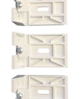 Three Duette Brackets For Applause And Duette Shades By Hunter Douglas, shown with screws, plastic, suitable for standard pull cord control.