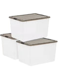 Big Ticket Clear Storage Bins 144 Quart 3 Pack Stackable Containers With Snappy Buckles Grooved Lid Handles Every Heavy Haul For Zero Drama Household Organization, showing three clear bins stacked.