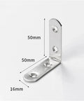 Built Like A Tank Heavy Duty Stainless Steel L Corner Brackets 40 Pack showing a 50mm right angle bracket with pre drilled holes.