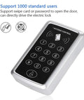 Front view of Door Access Control Keypad Plug And Play Standalone RFID Reader With Password And 5 Keyfobs Included For Home Security.