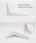 Rock Solid White Wall Mount Shelf Brackets Heavy Duty L Angle Furniture Supports Rust Resistant Waterproof Metal Hardware 2 Pack side view