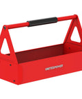 Red Portable Metal Tool Box Tote Tray For Mechanics And DIY Pros On The Go Durable Versatile Storage Organizer That Fits Wrenches Sockets Pliers And Electrician Gear, red steel open tray