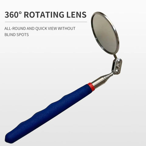 Pro Grade Telescoping Inspection Mirror Tool Set With 360 Degree Swivel For Tight Spots And Dead Angles Big 3.3 Inch HD Round Mirror