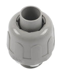 Heavy Duty Half Inch Npt Conduit Connectors 180 Degree Straight Wire Cable Grip 150 Pack Tool Free Slide And Tighten Design Built Tough Impact Resistant Hangs Solid On Rough Job Sites gray conduit connector close-up view