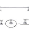 Freya All In One 5 Piece Bathroom Set With Chrome Vanity Light And Frosted Glass Shades Includes Towel Bar Towel Ring Robe Hook Toilet Paper Holder