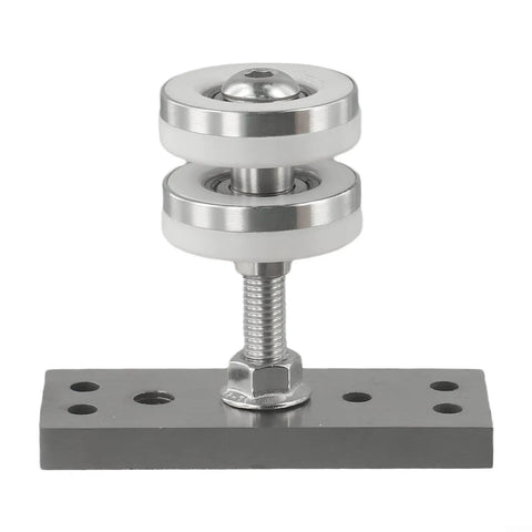 Heavy Duty Folding Door Pulley Featuring Ridiculously Smooth Nylon Rolling Wheel And Rock Solid Zinc Alloy Construction For Zero Hassle Barn Door Hardware Replacement System with metal bracket and nylon wheels.