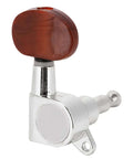 Top Tier Locking Tuning Pegs For Acoustic Electric Guitar In Silver With Rustproof Sealed Machine Heads And Screws Bushings For Fast Accurate Pitch Control That Will Totally Upgrade Your String Game Today. silver guitar tuner with brown button