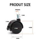 Diagram showing dimensions of 4 Pieces M8 Swivel Stem Caster Wheels With Locking Brakes Nylon Replacement Caster For Furniture
