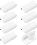 Eight Pack Finger Edge Self Stick Cabinet Drawer Pulls 80mm White Concealed Handles No Drilling Required Durable Strong Adhesive Tape