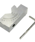 Top Shelf Precision Milling V Block Bench Clamp With Adjustable 0 To 60 Degree Angle Grip For CNC Machining Plus Wrench Included, showing steel V block and included wrench.
