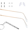 Gold Metal Eyeglass Temple Replacement Arms With Clear Tips Complete Repair Kit Includes Screwdriver And Screws for frame repair