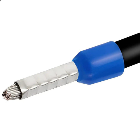 Close-up of 20 Pcs AWG4 25mm2 Copper Wire Ferrules Crimp Connectors VE25-16 Insulated Cord End Terminals Kit For Car Audio Electronics.