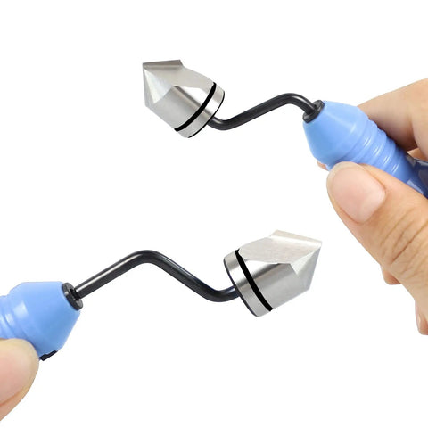 Durable M2 High Speed Steel Deburring Countersink Bit Set With Hand Reamer For Wood Plastic Aluminum Copper And Steel Burr Removal Tool Blue Pro Grade RD16.5 BC1651, close-up view of tips