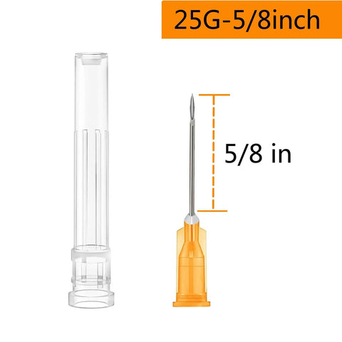 100 Pack 1mL 25G 5/8 Inch Lab Syringes With Luer Lock, Individually Sealed Packaging, Ideal For Industrial Dispensing And Precise Liquid Measuring. 25G 5/8 in needle shown.