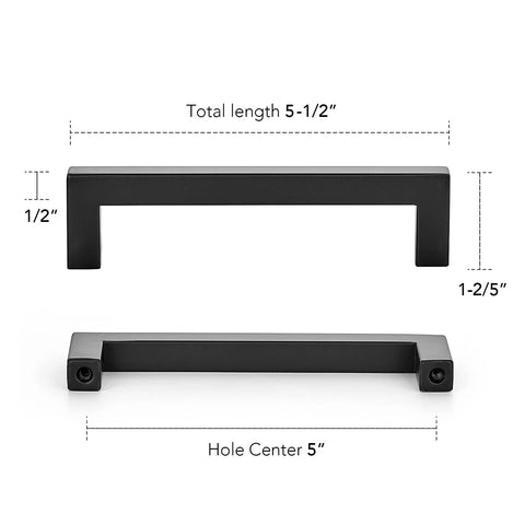 Square Cabinet Pulls 10 Pack 5 Inch Matte Black Cabinet Handles For Cupboards And Drawers Kitchen Hardware For Doors