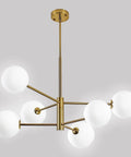 Globe Chandelier 6 Lights Dope Modern Gold Finish With Glass Globe Shades Sputnik Style Mid Century Pendant Lighting