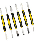Durable Metal Crowbar Pry Tools Set for Electronics Repair Opens Phones Tablets Watches and More, diverse tool angles displayed