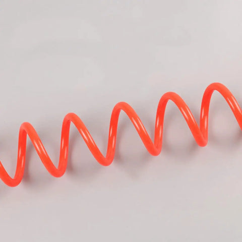 Hella Durable Coiled Air Compressor Hose Built Damn Tough With Single Layer Polyurethane And Oil Resistant Build Featuring Rock Solid Bend Restrictor Fittings And Seamless Swivel Ends That Guarantee Zero Kink Performance, bright red coiled hose
