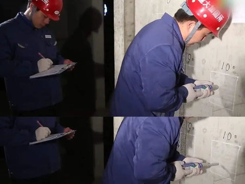 Engineer using Pro Grade Concrete Rebound Hammer for On Site Strength Testing 10 to 60 MPa Range ASTM C805 Compliant