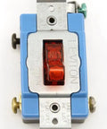 Illuminated Toggle Pilot Light Switch 15 Amp 120 Volt Single Pole AC Quiet Industrial Grade Self Grounding Red Model 1201 PLR Requires Neutral for Safe Reliable Power Control in Residential and Commercial Installations, front view