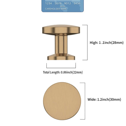 Champagne Bronze Cabinet Knobs 1.2 Inch Round Drawer Knobs 10 Pack With Screws For Kitchen Cabinets And Dresser Drawers Sleek Dope Upgrade For A Modern Home Look - side and top view with measurements