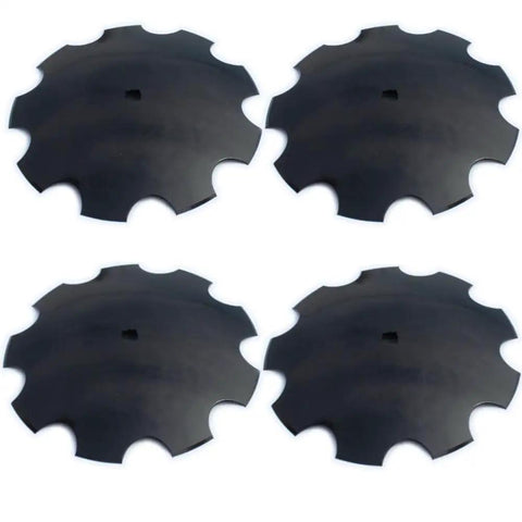 Notched Harrow Disc Blades Set, 4 Pack, 18 Inch, Fits 7/8 To 1 Inch Square Axle, 3.5 mm Thick, Built Tough With 65Mn Heat Treated Steel.