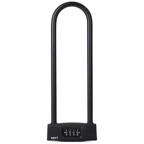 Heavy Duty U Lock With Resettable Combination For Bikes Motorcycles Gates And Office Doors, Long Shackle Security Lock In Black With Zinc And PVC Construction, 13.78 x 4.7 x 1.1 Inches