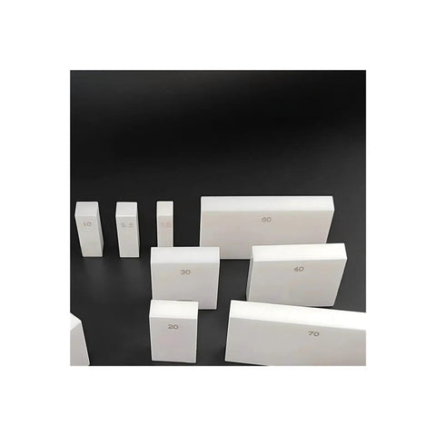 Rock Solid Ceramic Rectangular Gauge Block Set 87 Piece Dead On Accuracy Calibration Kit For Micrometer Caliper with labeled sizes.