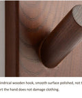 Slick Wall Mounted Coat Rack With Nifty Key Organizer Hook For Bathroom Entryway Closet featuring polished cylindrical wooden hook.