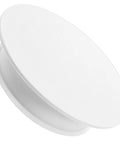 Electric Automatic 360 Rotating Display Turntable Stand With Two-Speed Control Velvet Surface For Jewelry Photo Props Or Small Item Showcase Indoor, white base, top view.