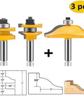 Three Piece Router Bit Set With Half Inch Shank For Round Over Raised Panel Cabinet Doors Ogee Rail And Stile Woodworking Bits Built For DIYers